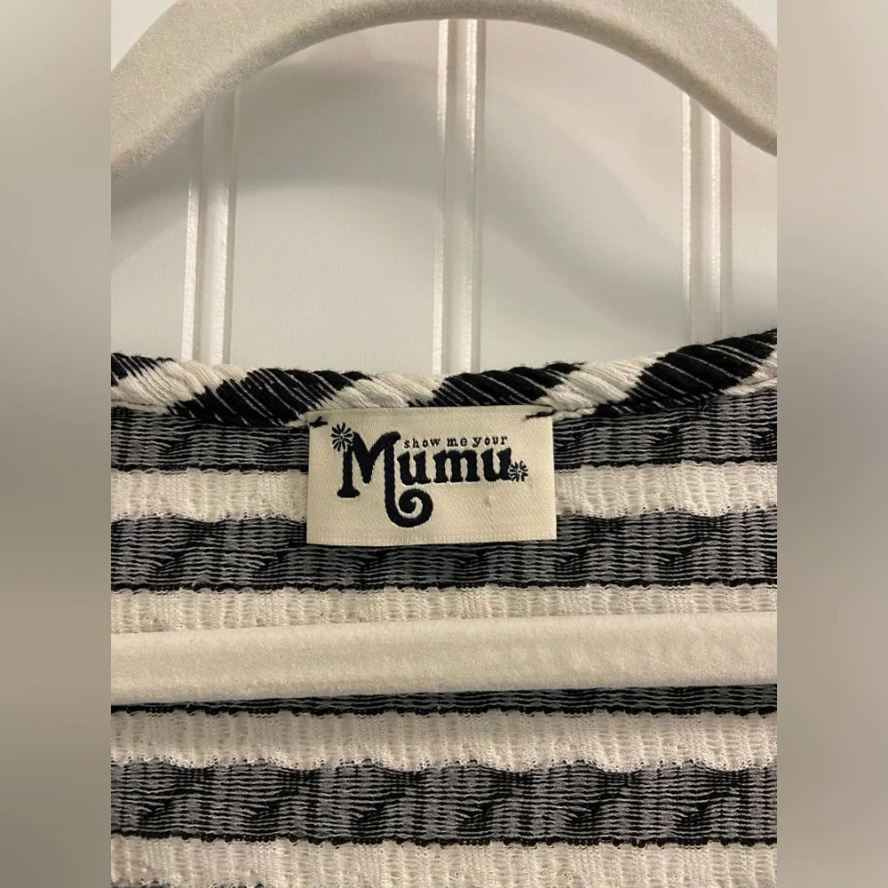 Show Me Your Mumu Striped Boxy Cropped Long Sleeve Pullover One Size - Picture 4 of 7